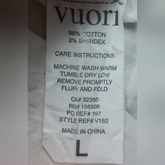 Vuori Crest Short Sleeve Shirt Mens Large White Floral Button Down Stretch V150 - Picture 7 of 9